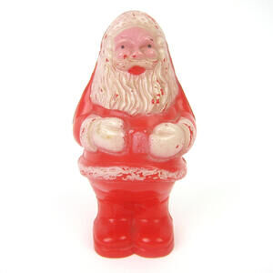Vintage Santa Claus Christmas Celluloid Plastic Rattle Noisemaker 1950s Decor